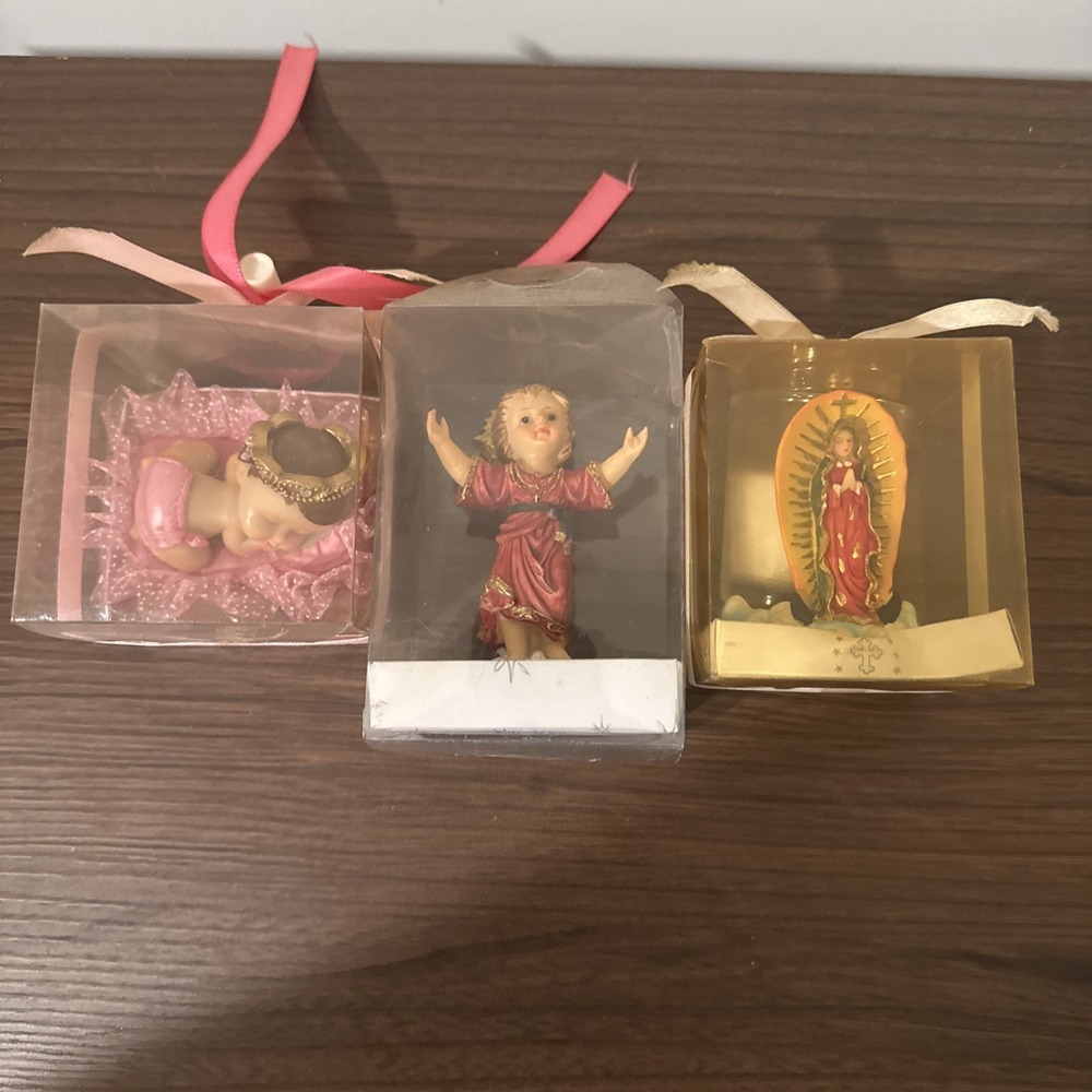Lot 3 Catholic Figurines Baby Jesus Divino Niño Our Lady of Guadalupe